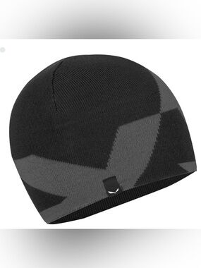 Salewa Pure Reversible Merino Wool Beanie Winter Hat - Black